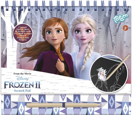 Totum Kleur- en kraskaarten boek Disney Frozen Junior 21 X 23,5 cm 24-delig - scratch art