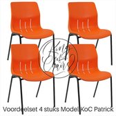 (Set van 4 stuks) Kantinestoel Patrick oranje met zwart onderstel. Stapelstoel kuipstoel vergaderstoel tuinstoel kantine stoel stapel stoel kantinestoelen stapelstoelen kuipstoelen