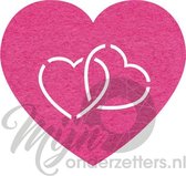 Hart in hart vilt onderzetters  - Fuchsia - 6 stuks - 10 x 10 cm - Tafeldecoratie - Glas onderzetter - Valentijn - Cadeau - Woondecoratie - Tafelbescherming - Onderzetters voor gla