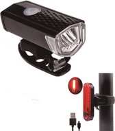 Fietslampenset 2 stuks voor en achter lamp oplaadbaar - Accu - Fietslicht - Mountainbike lamp - Voorlamp - Achterlamp - Fiets - USB Oplaadbaar - 4 Modus