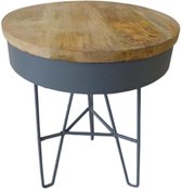 Nachtkastje, Bijzettafel Circle - Industrieel - Mat grijs - Massief Hout - 53 cm Hoog