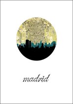 Steden Poster - Madrid Skyline - Wandposter 60 x 40 cm