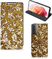 Bookcase Samsung Galaxy S21 Telefoonhoesje Barok Goud