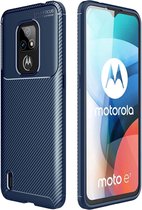 Motorola Moto E7 Siliconen Carbon Hoesje Blauw