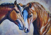 Aluminium Schilderij Twee Paarden Portret