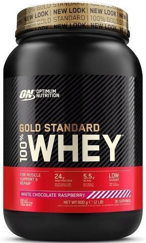 Optimum Nutrition Gold Standard 100% Whey Protein - White Chocolate Raspberry - Proteine Poeder - Eiwitshake - 900 gram (28 servings)