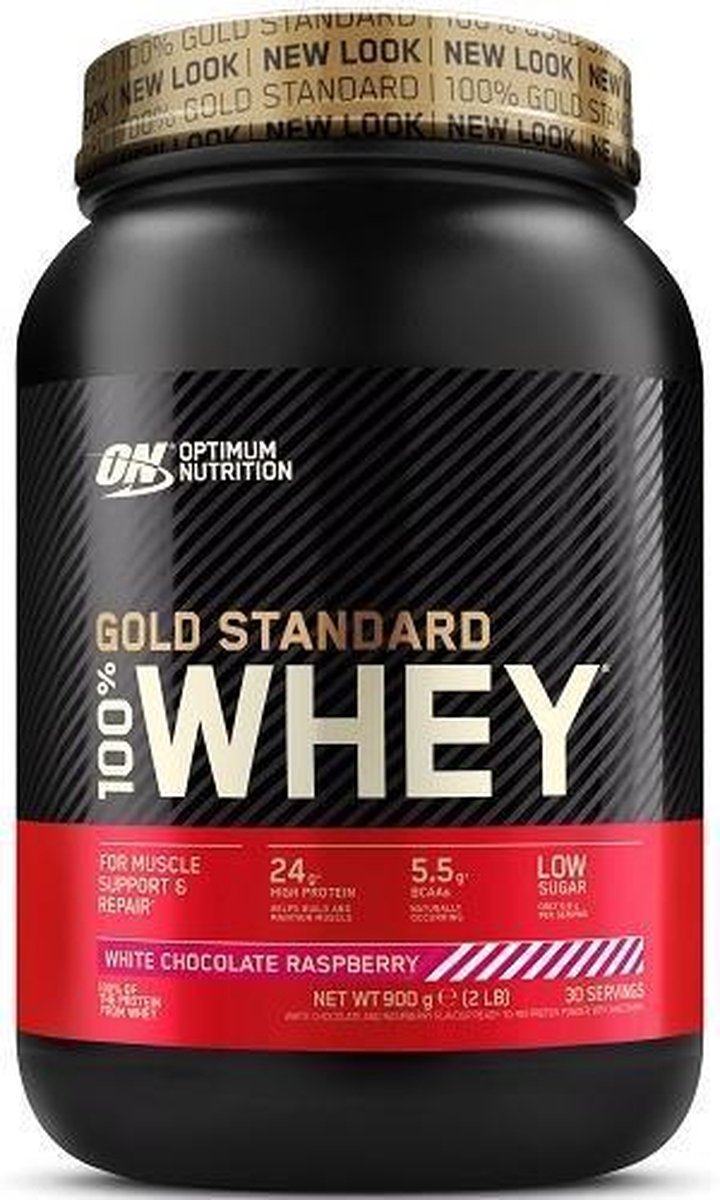 Optimum Nutrition Gold Standard 100% Whey Protein – White Chocolate Raspberry – Proteine Poeder – Eiwitshake – 900 gram (28 servings) - Optimum Nutrition