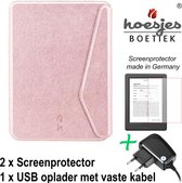SleepCover Geschikt voor Kobo Clara HD Hoes Roze Goud + Screenprotector + Oplader