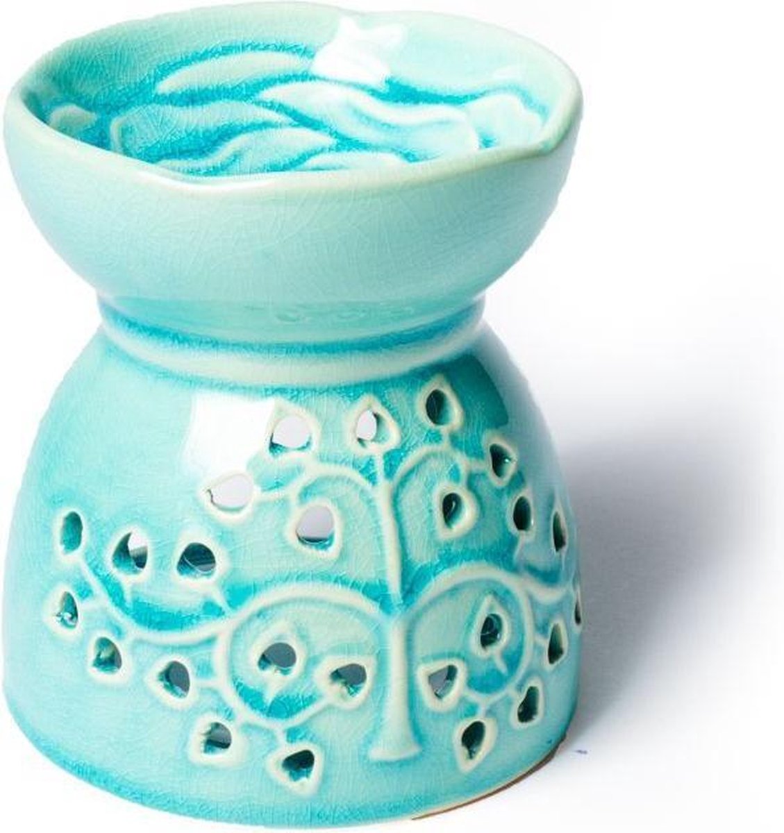 Goedkoopste Olieverdamper Levensboom Turquoise Keramiek (11 x 9.5 cm
