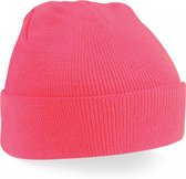 chapeau d'hiver Fluorescent Pink | bonnet tricoté classique en 30 couleurs différentes| tricot à deux couches