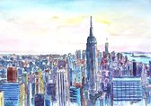 Steden Poster -Empire State Building Skyline Painted - Wandposter 60 x 40 cm