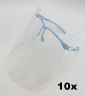 10x Bril/Frame Blauw Met 3 Gezichtsschermen (€3,25 per stuk)- Gezichtsscherm Brilvorm - Gelaatsscherm Frame - Gezichtsbescherming Bril - Gelaatsbescherming Frame - Spatmasker Gezic