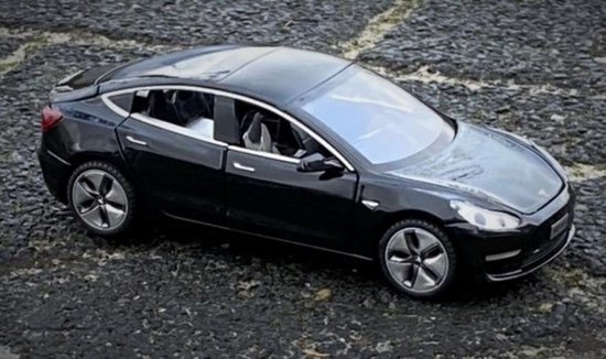 Tesla Model 3 schaalmodel auto (1:32) - Voor jong en oud! Met levensechte details | kleur: zwart - Tesla Model 3