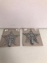 Kerstboom pieken - 2 stuks - zilver - met vormpjes