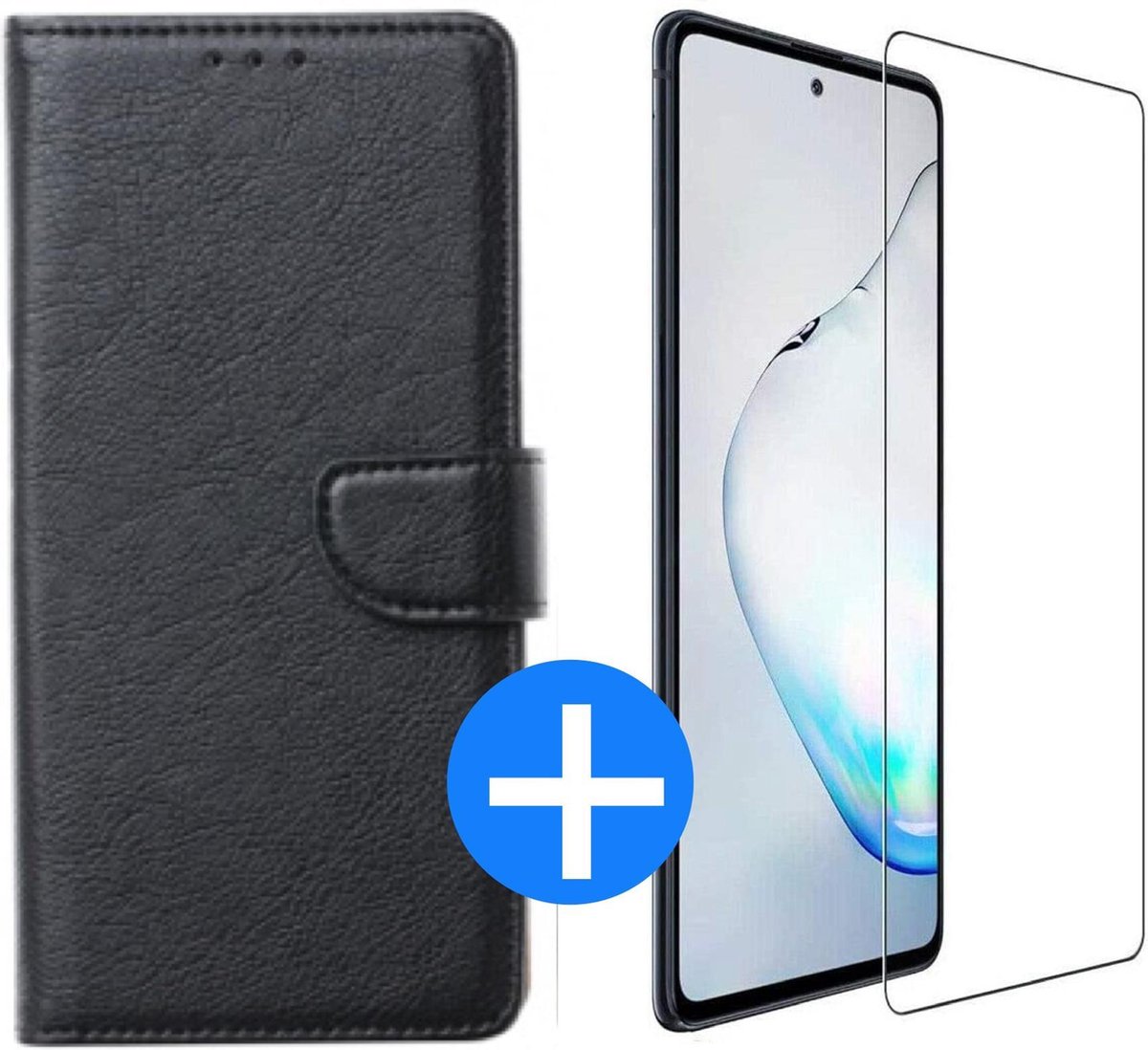 Samsung S21 Plus hoesje bookcase zwart - Samsung Galaxy s21 plus hoesje bookcase - Samsung S21 Plus wallet case - hoesje Samsung s21 Plus zwart + 1x Samsung S21 Plus screenprotector tempered glass screen protector glasprotector