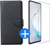 Samsung S21 Plus hoesje bookcase zwart - Samsung Galaxy s21 plus hoesje bookcase - Samsung S21 Plus wallet case - hoesje Samsung s21 Plus zwart + 1x Samsung S21 Plus screenprotector tempered glass screen protector glasprotector