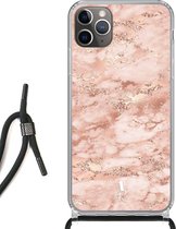 iPhone 11 Pro Max hoesje met koord - Pink Marble