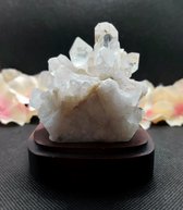 Bergkristal ruw - Houtenvoet - 7 x 7 x 11 cm