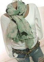 Trendy zomer sjaal tye-die batik print met sterren kleur mint groen maat 180x90 centimeter