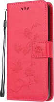Rood vlinder book case hoesje Telefoonhoesje geschikt voor Samsung Galaxy A52