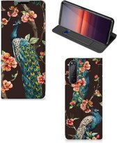Stand Case Sony Xperia 5 II Phone Case Peacock avec Fleurs