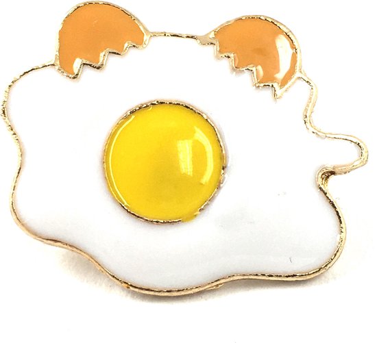 Épingle en émail d'un œuf frit 2,8 x 2,3 cm