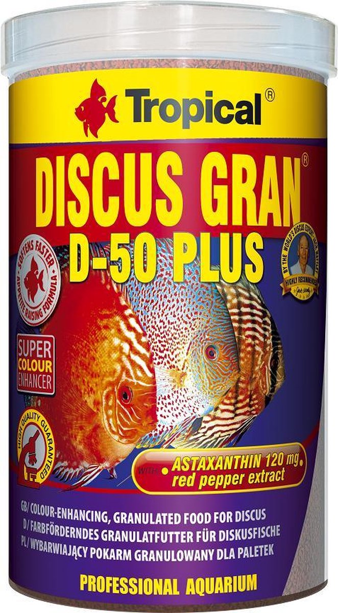 Tropical Discus Granulaat D-50 PLUS | 1 Liter | Aquarium Visvoer | Discusvoer