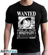 One Piece - Tshirt Wanted Luffy Bw Man Ss Black - New Fit