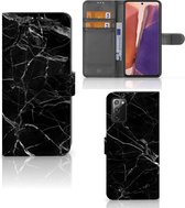 Telefoonhoesje Geschikt voor Samsung Galaxy Note 20 Wallet Book Case Vaderdag Cadeau Marmer Zwart