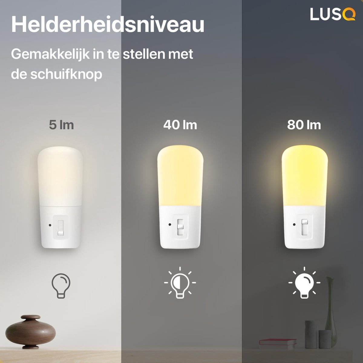 LUSQ® - LED Nachtlampje in Stopcontact - 2 stuks - Dimbare Nachtlampjes met  Sensor -... | bol.com