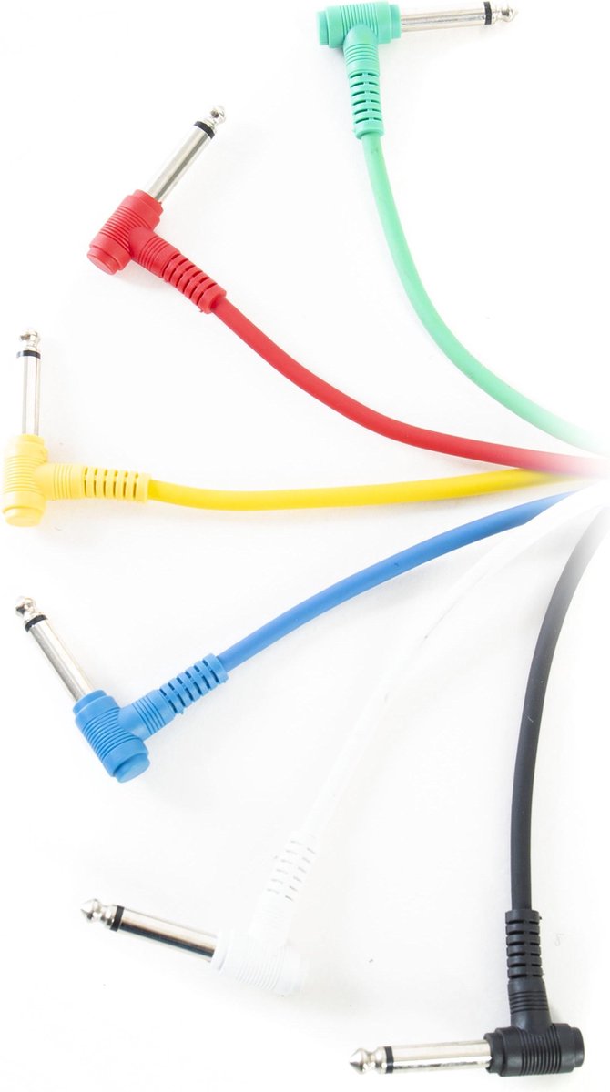 Patchkabels mono - MUSIC STORE Patchkabel, 0,6 m, mono, hoek 6er-pakket, kleuren