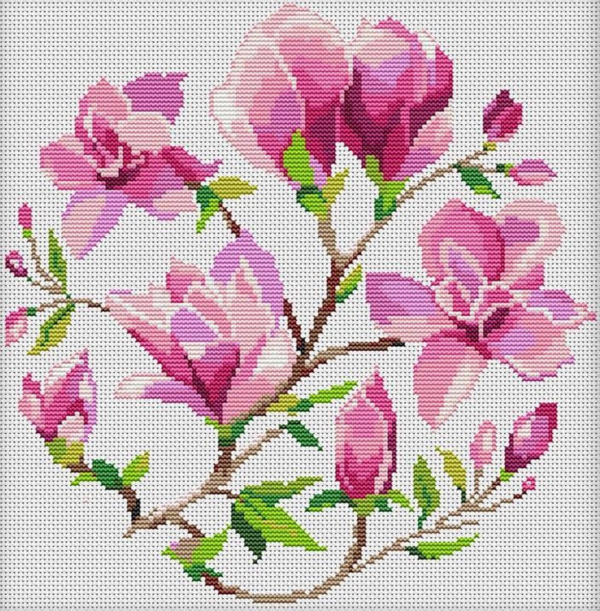 Borduurpakket Mandala Magnolia - telpatroon om zelf te borduren - geschikt voor beginners