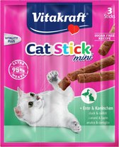 Vitakraft Catstick Mini - Kattensnack - 3 sticks - Eend & Konijn - 1ST