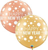 Megaballon Happy New Year Rose en Goud 2 stuks 76 cm