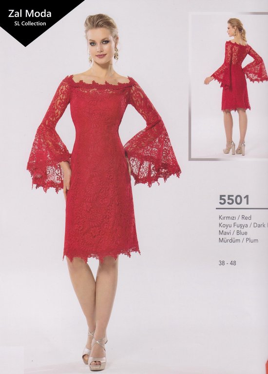 Zal Moda - SL Collection 5501 - korte jurk - met kant en volant | bol.com