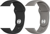2 sport bandjes geschikt voor Apple Smartwatch 38/40 mm M/L – YOUNIQ – Zwart & Donker Grijs – iWatch Series 1/2/3/4/5/6/SE - Horloge Band Straps geschikt voor Apple watch
