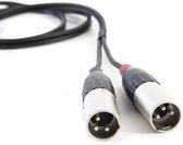 MUSIC STORE Y-kabel 6,3mm jack.-> 2 XLR 1m Amphenol stekker, kabel zwart