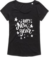 Ladies T Shirt - Dames Shirt - Workout T-Shirt -Casual T-Shirt - Lifestyle T-Shirt - Jaarwisseling - Happy New Year - Zwart - M