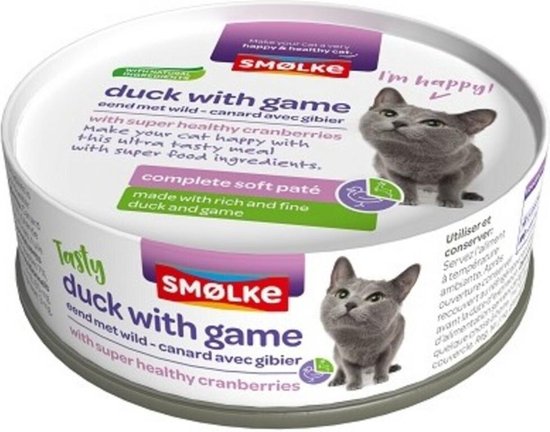 24x Smolke Kattenvoer Soft Paté Eend - Wild 80 gr