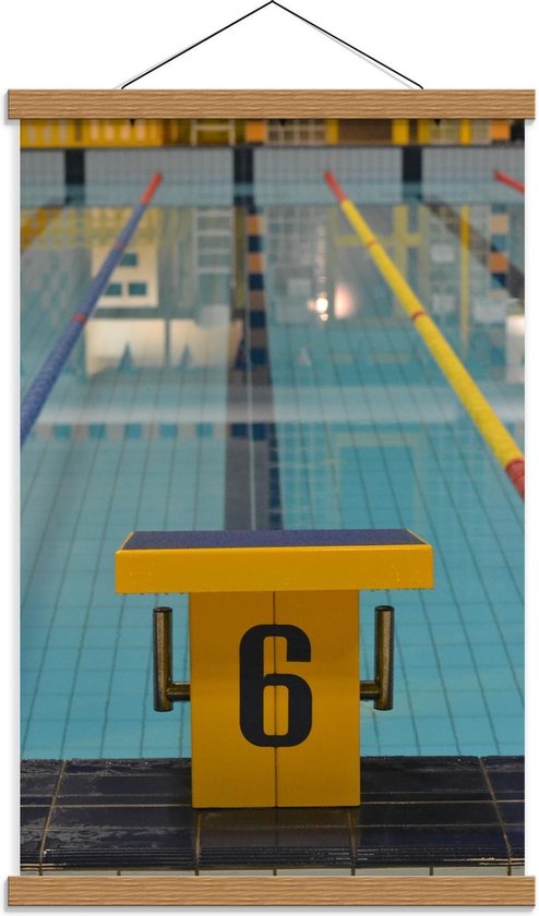Schoolplaat – Startblok 6 Wedstrijdzwemmen - 40x60cm Foto op Textielposter (Wanddecoratie op Schoolplaat)