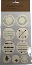 Stickers van stof 9st. blauw/bruin - knutselspullen - decoratie - hobby - knutsel - versiering - maken - cadeau - plakken