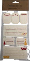 Stickers van stof 7st. rood/geel - knutselspullen - decoratie - hobby - knutsel - versiering - maken - cadeau - plakken