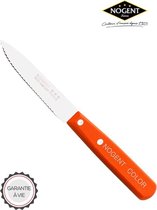 Couteau à légumes Nogent 9 cm lame dentelée manche bois orange