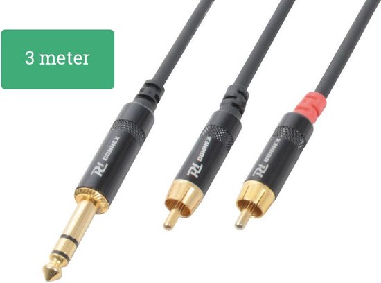 PD Connex Kabel 6.3 Stereo - 2 RCA Male 3m - PD Connex