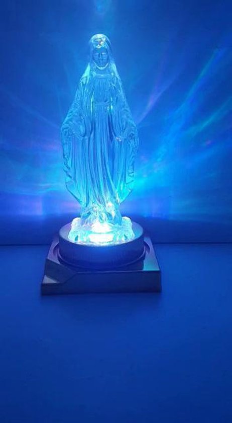 Maria - Beeldje - LED verlichting - Transparant kunststof - RGB led - 25cm - Mariabeeld | bol.com