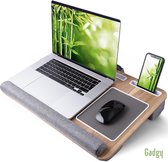 Gadgy laptopkussen - Laptoptafel met kussen, muismat en telefoonhouder – Bamboe - Laptopstandaard voor laptop t/m 17 inch - Bedtafel