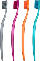 Biobrush ecologische tandenborstel - 4 stuks - blauw, grijs, paars en oranje
