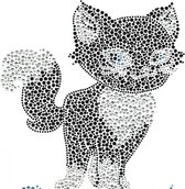Poes Poezen Kitten Strass Applicatie Mini Catwalk 29 cm / 21 cm / Zilver