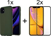 iPhone 12 hoesje groen case siliconen hoesjes cover hoes - Full cover - 2x iPhone 12 Screenprotector