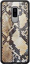 Samsung S9 Plus hoesje glass - Snake / Slangenprint bruin | Samsung Galaxy S9+ case | Hardcase backcover zwart